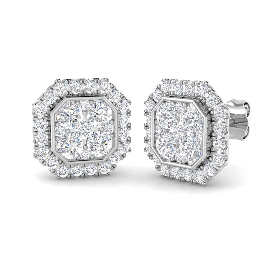 1.44ct Lab-Grown Diamond Cluster Earrings in 9K White Gold