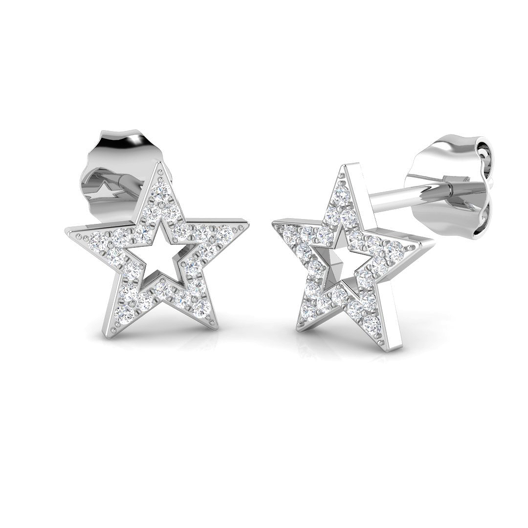 0.12ct Natural Diamond Shape Earrings in 9K White Gold