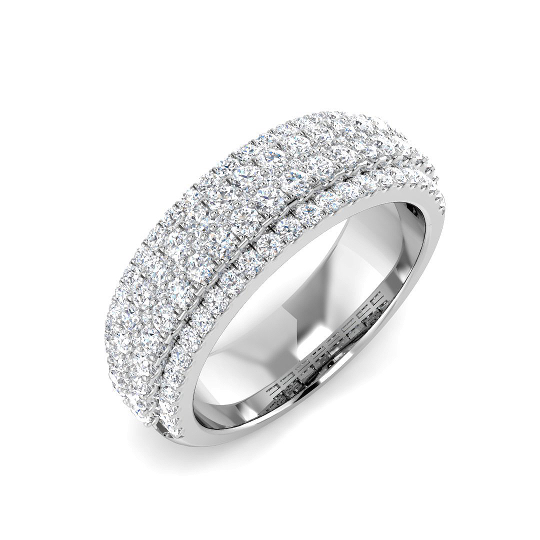 0.94ct Natural Diamond Pave Ring in 18K White Gold