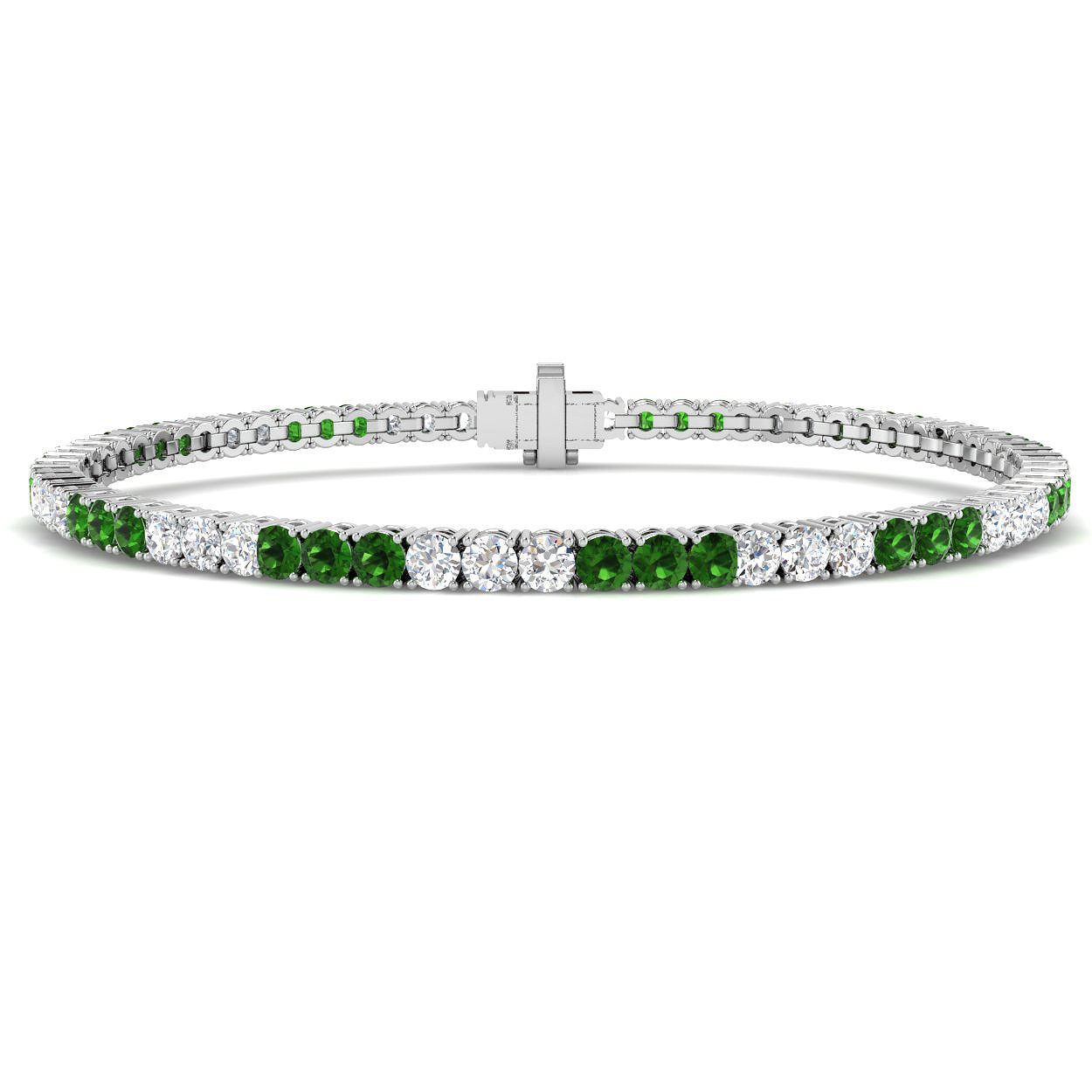 Tsavorite Bracelet in 18K White Gold