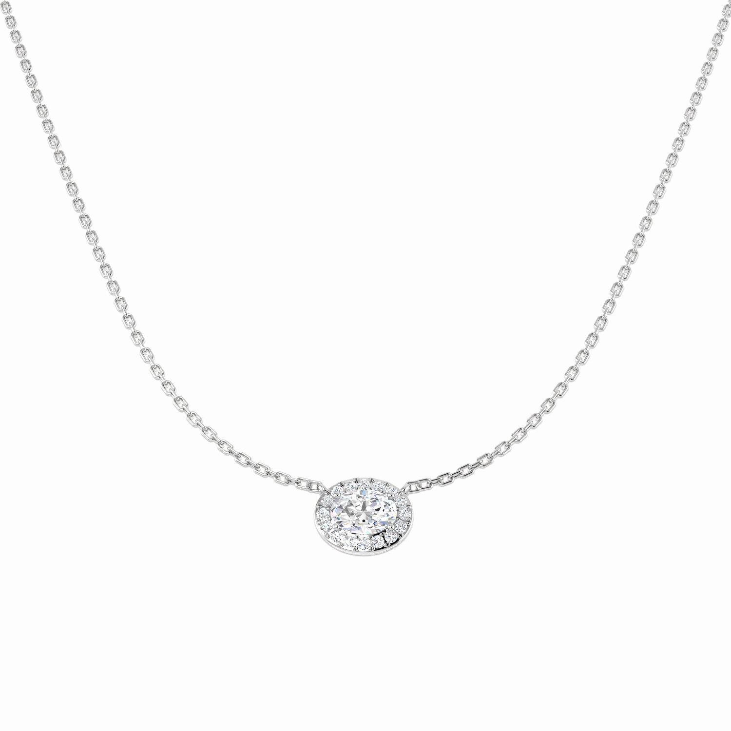 0.63ct Lab-Grown Diamond Halo Necklace in 9K White Gold