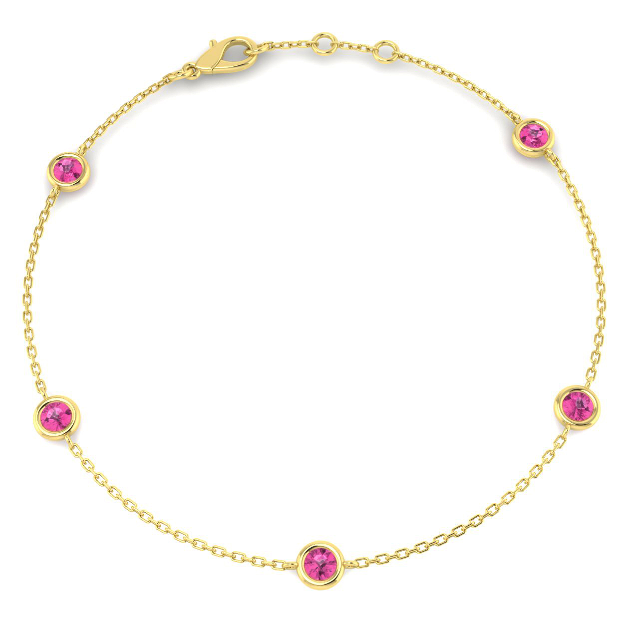 Pink Sapphire Bracelet in 9K Yellow Gold