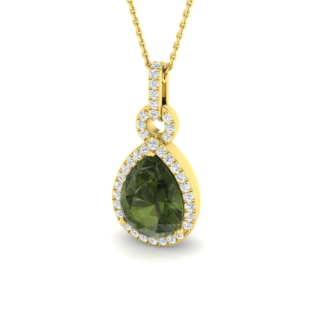Green Tourmaline Pendant in 18K Yellow Gold
