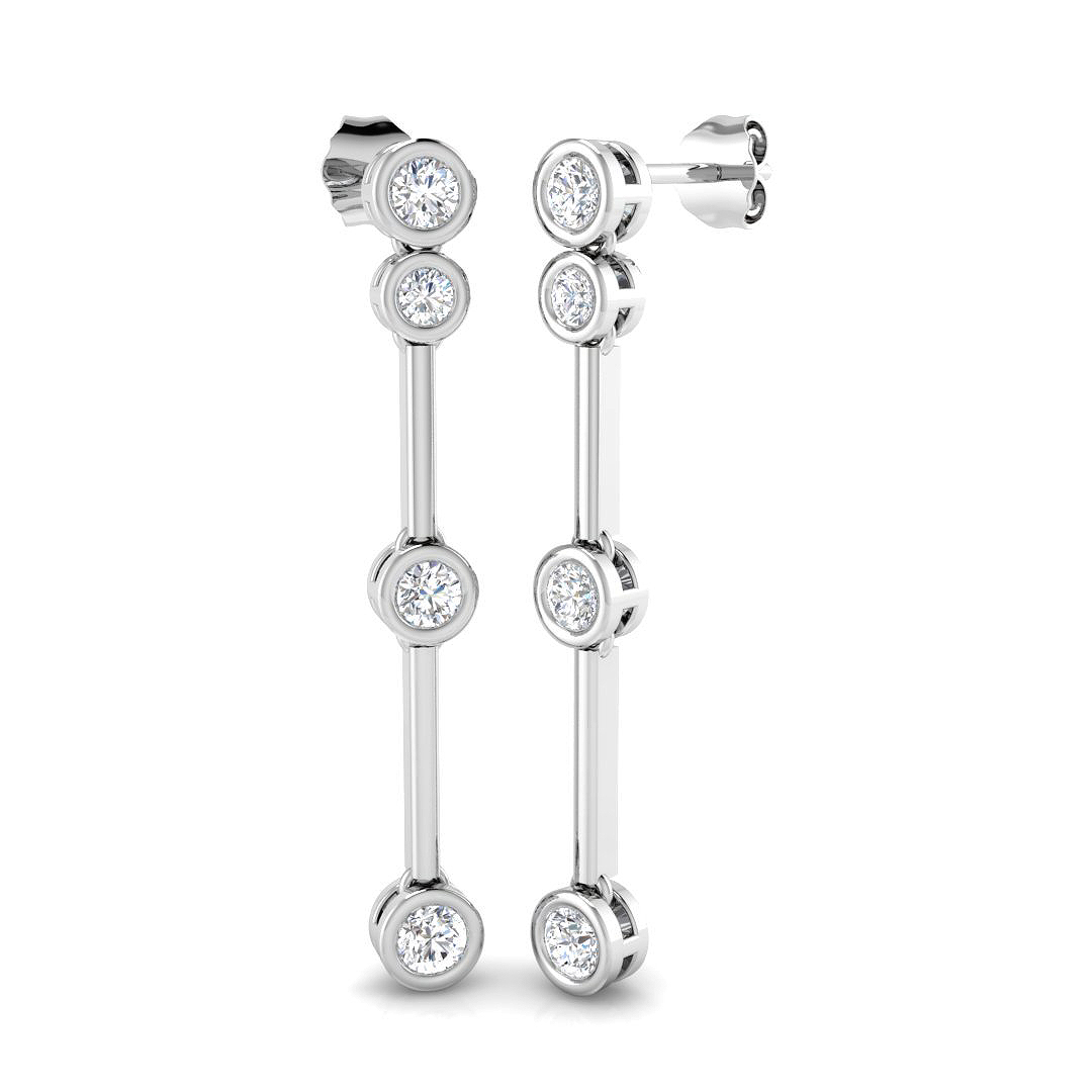 0.85ct Lab-Grown Diamond Drop & Trilogy Earrings in 9K White Gold