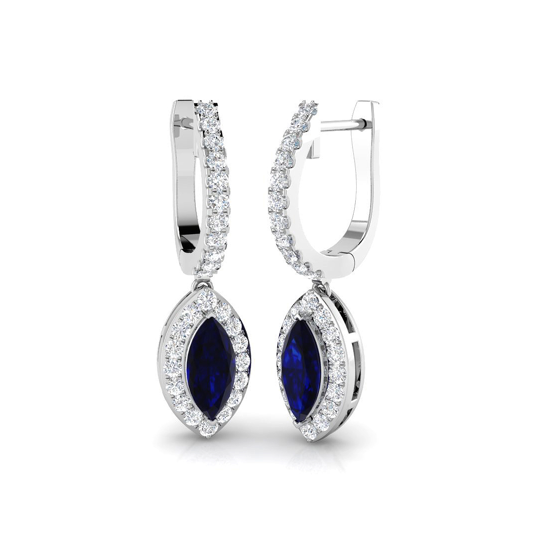 Blue Sapphire Earrings in 18K White Gold