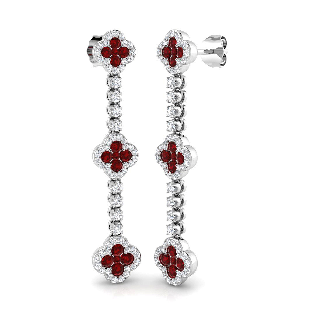 Ruby Earrings in 18K White Gold