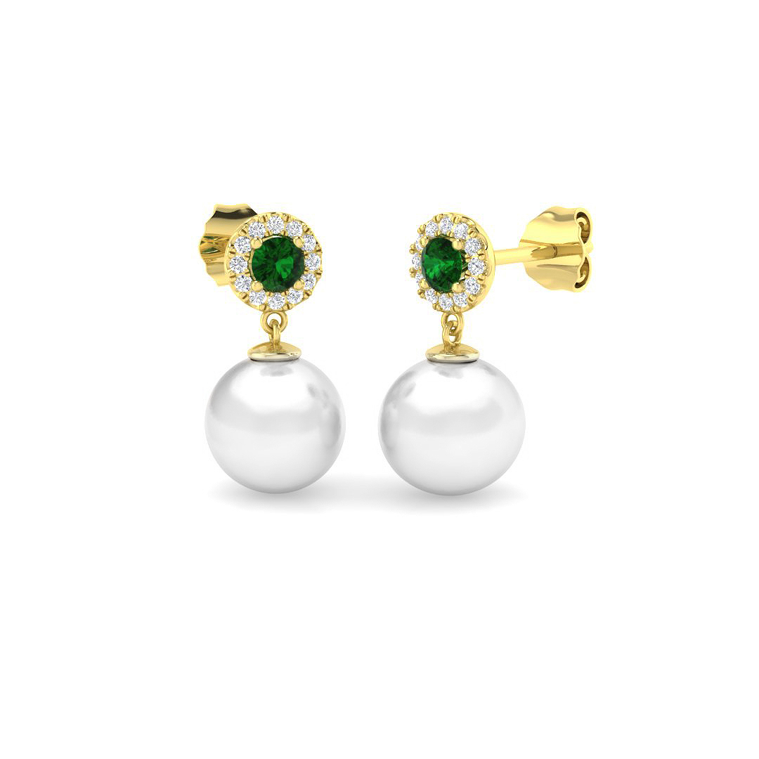 Emerald Earrings in 9K Yellow Gold