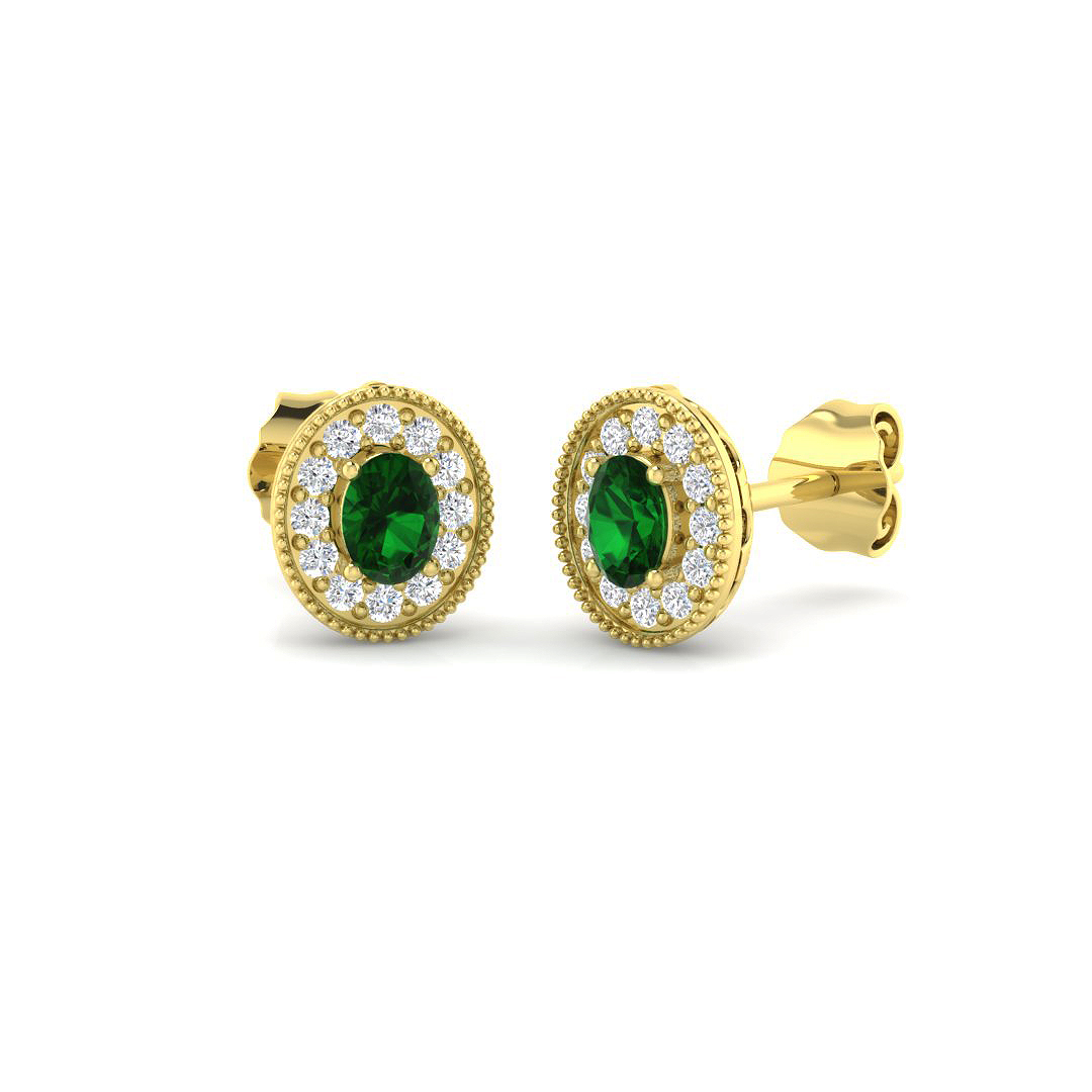 Emerald Earrings in 9K Yellow Gold