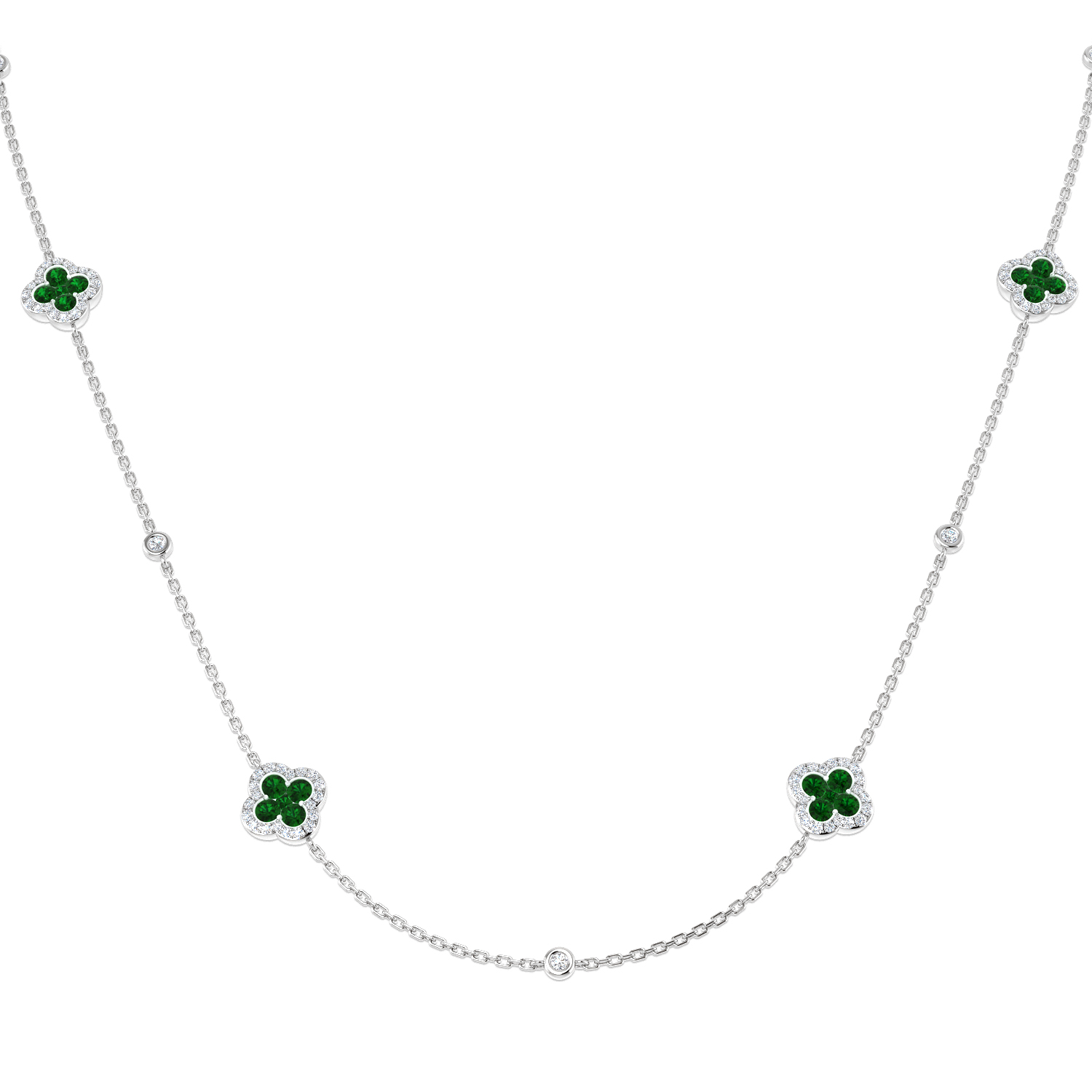 Emerald Necklace in 9K White Gold