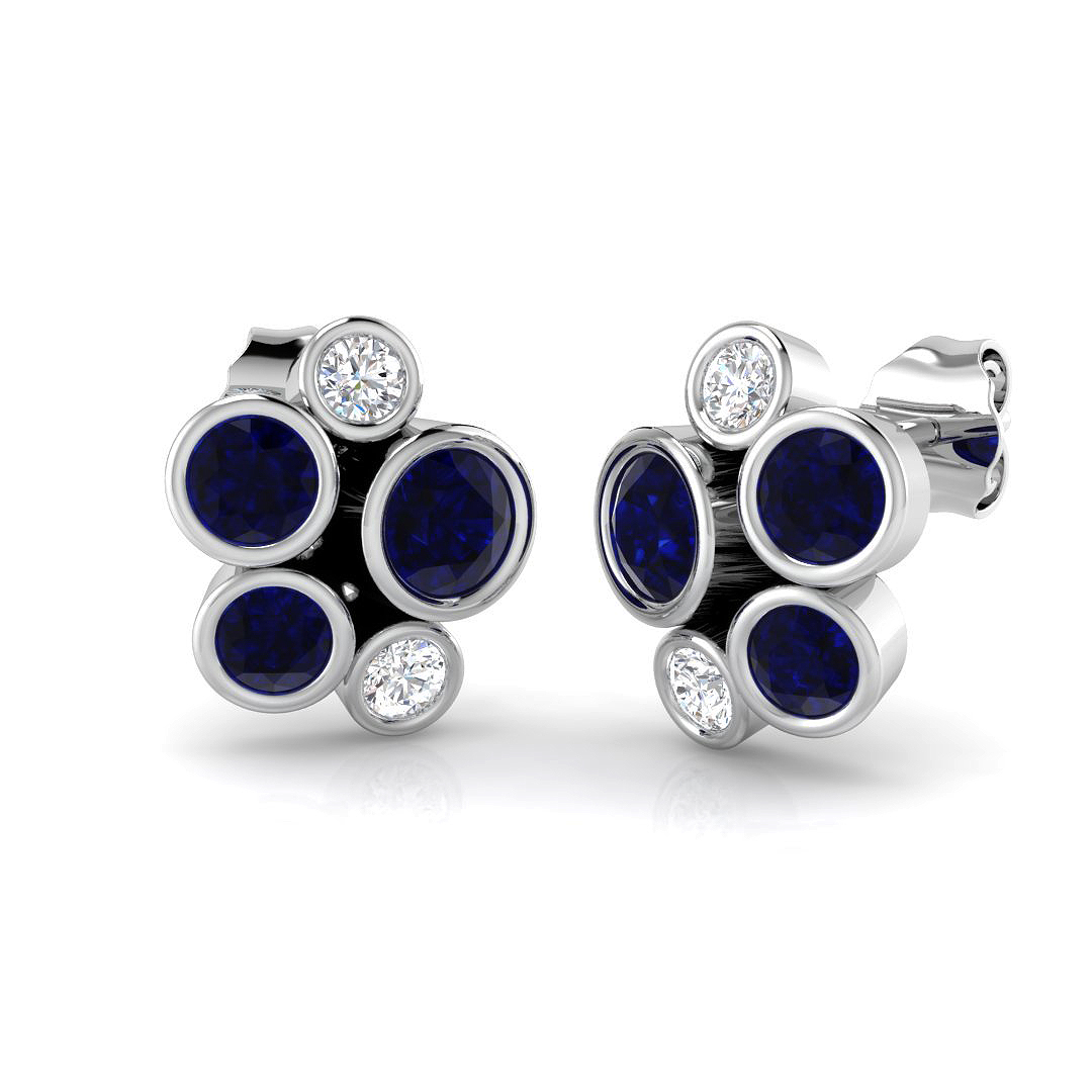 Blue Sapphire Earrings in 18K White Gold