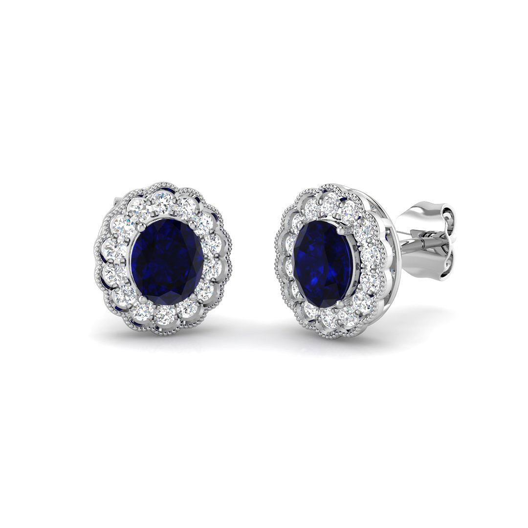 Flower Earrings in 9K White Gold