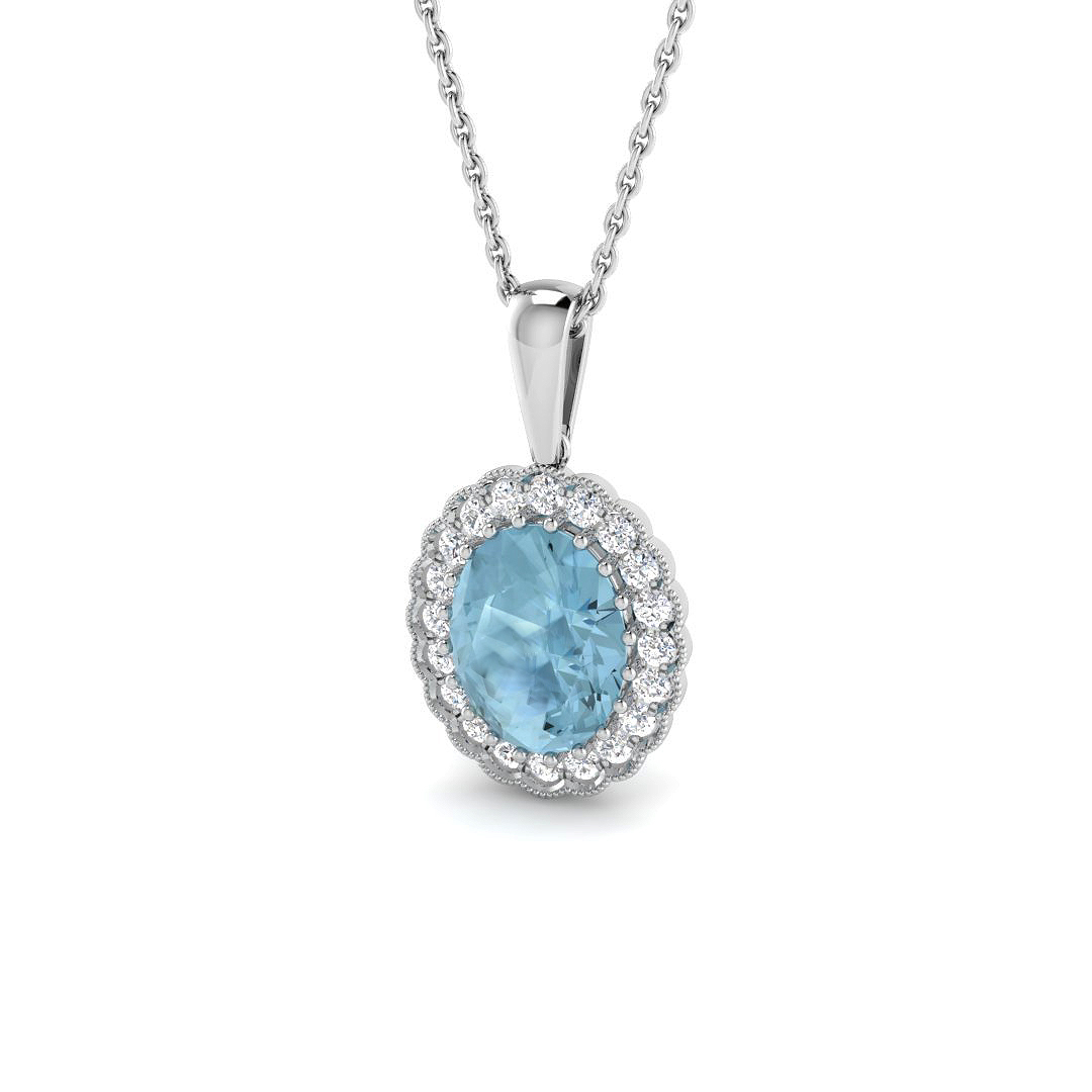 Halo Pendant in 9K White Gold