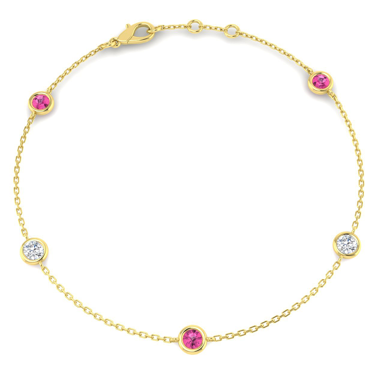 Pink Sapphire Bracelet in 9K Yellow Gold