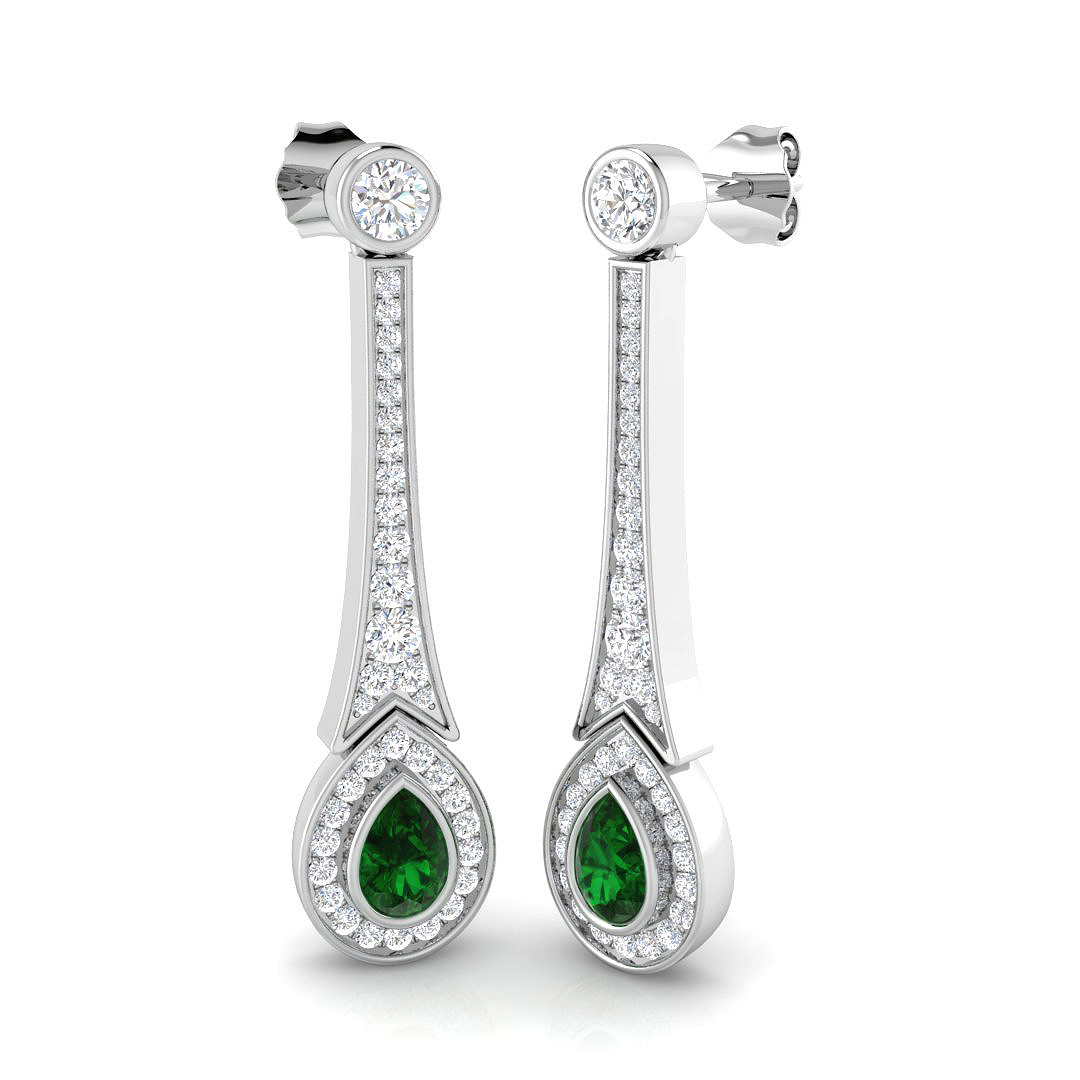 Emerald Earrings in 18K White Gold