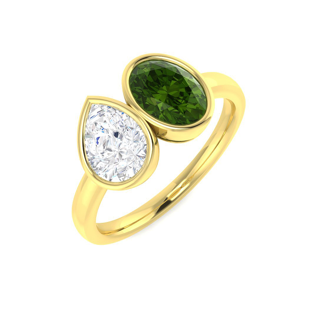 1.52ct Natural Diamond 2 Stone Ring in 9K Yellow Gold