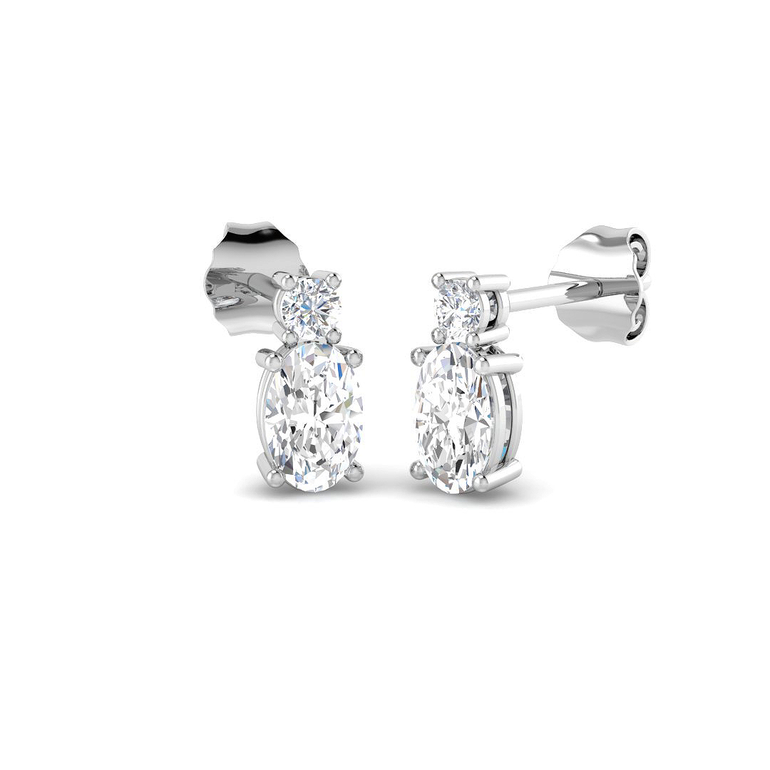 0.87ct Lab-Grown Diamond Drop & Trilogy Earrings in 9K White Gold