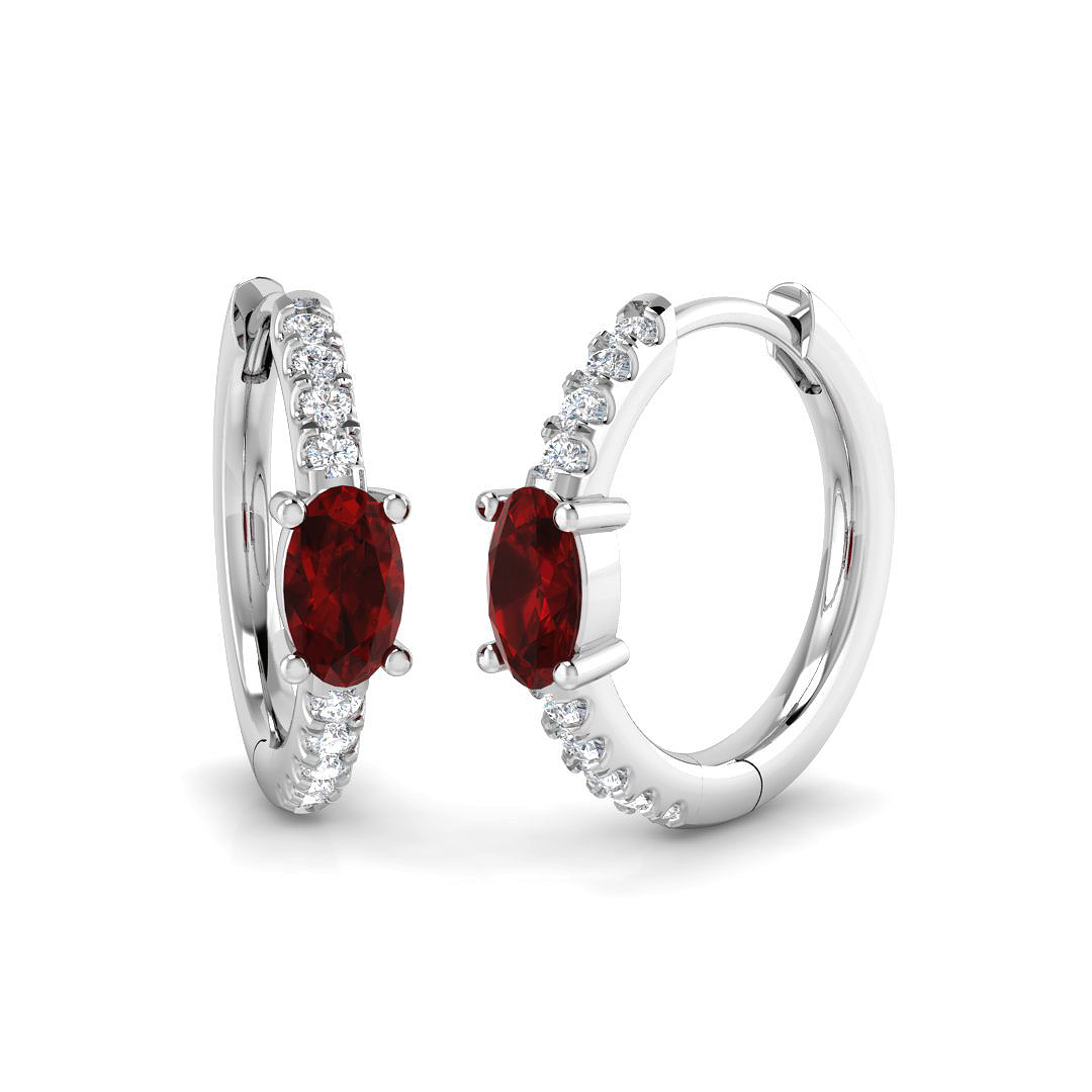 Ruby Earrings in 18K White Gold