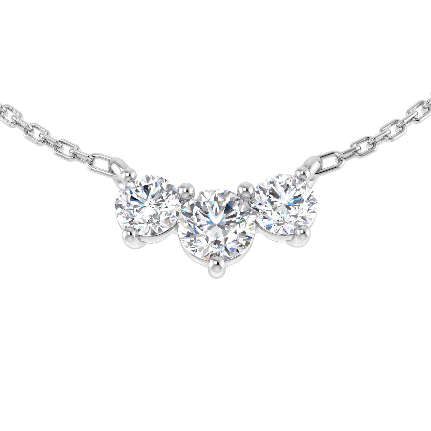 0.68ct Natural Diamond Drop & Trilogy Necklace in 18K White Gold
