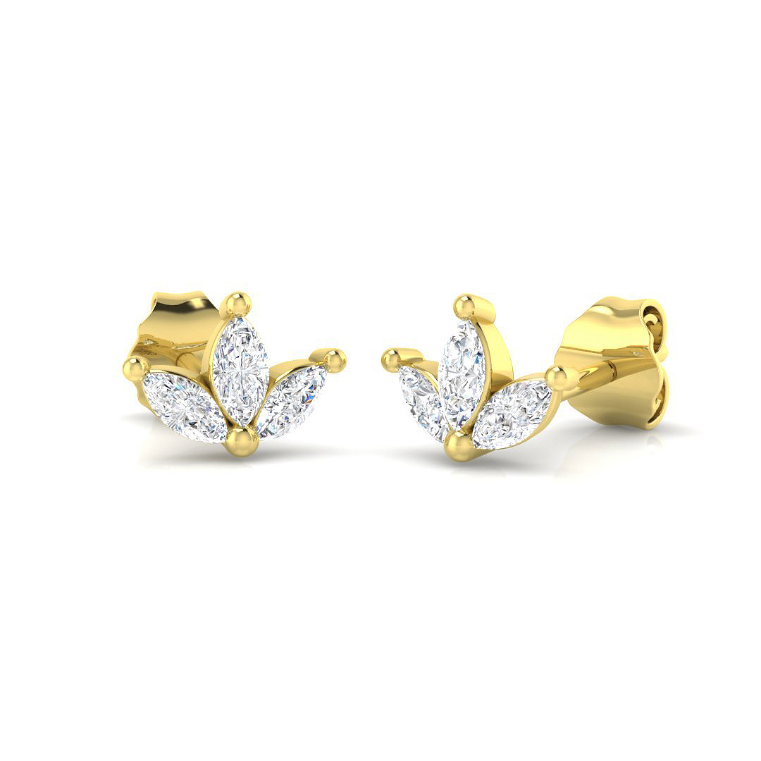 0.31ct Natural Diamond Shape Earrings in 9K Yellow Gold