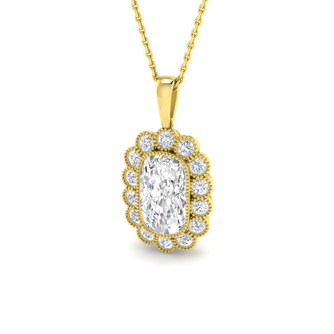 2.64ct Lab-Grown Diamond Vintage Pendant in 9K Yellow Gold