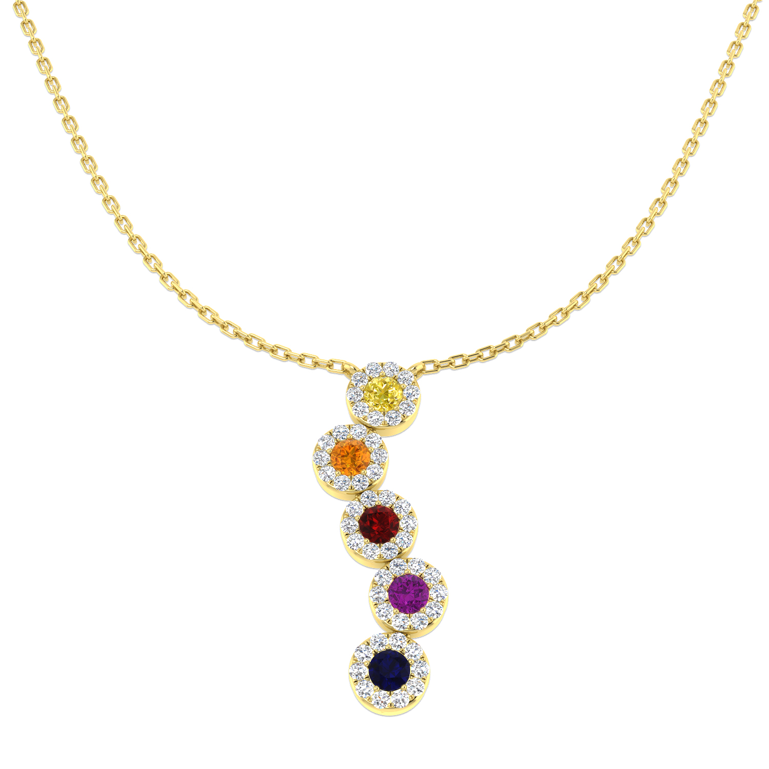Multi Sapphire Necklace in 9K Yellow Gold