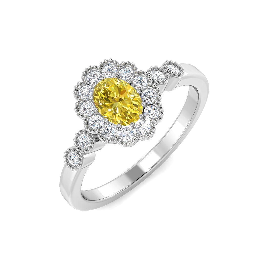 0.75ct Natural Diamond Vintage Ring in 9K White Gold