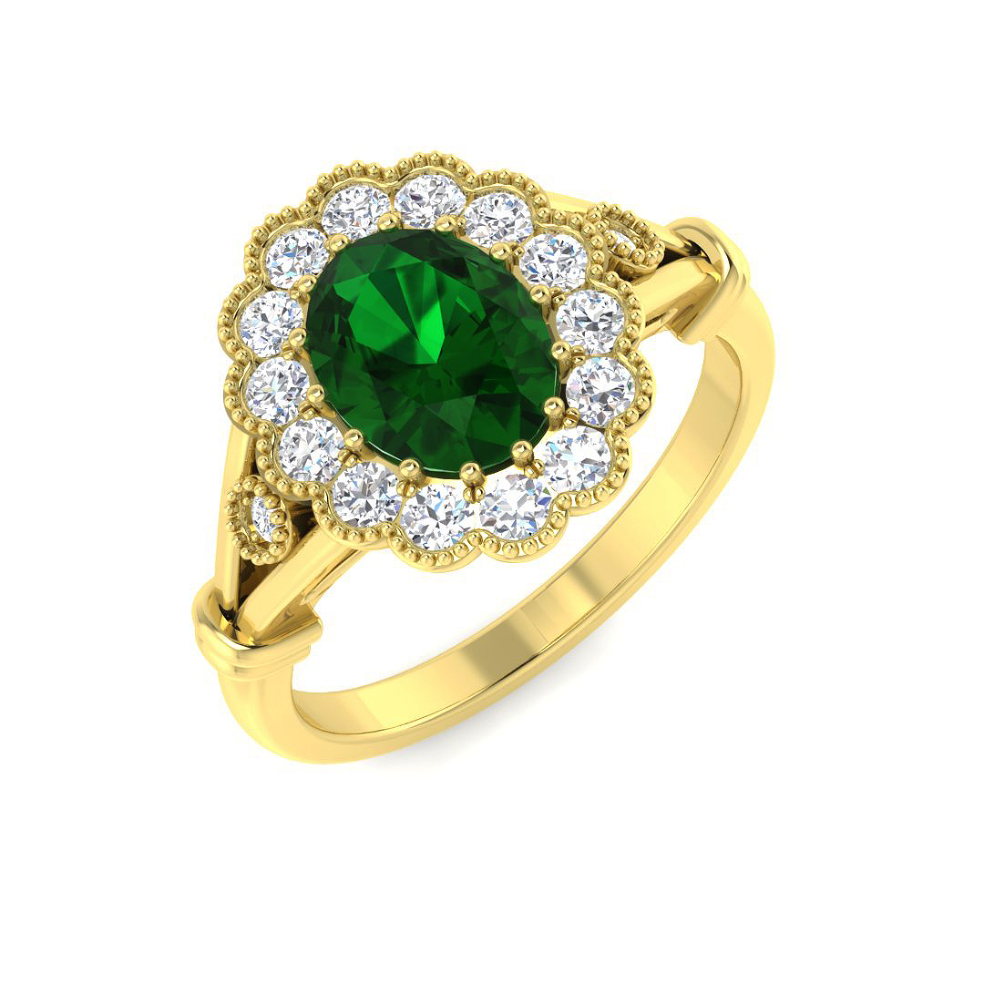 1.78ct Lab-Grown Diamond Halo Ring in 9K Yellow Gold