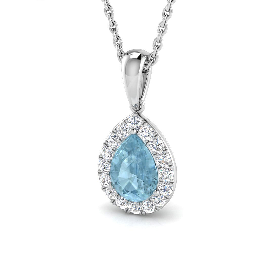 Aquamarine Pendant in 9K White Gold