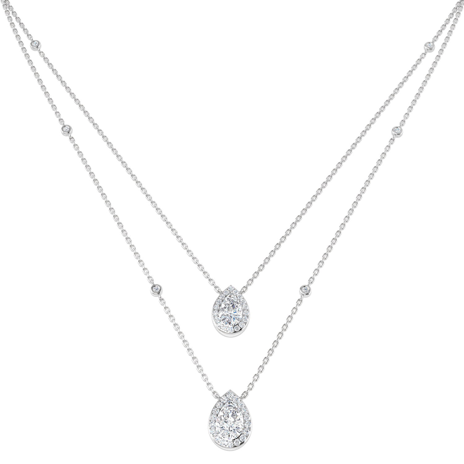 2.23ct Lab-Grown Diamond Halo Necklace in 9K White Gold