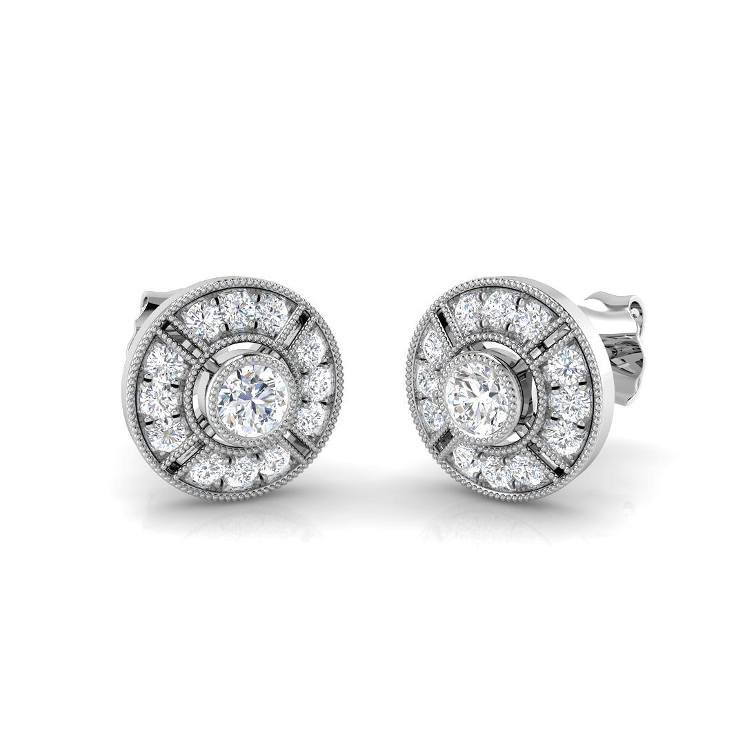 0.50ct Natural Diamond Vintage Earrings in 18K White Gold