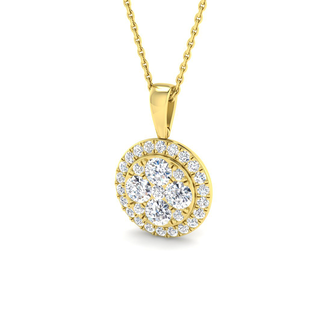 1.07ct Lab-Grown Diamond Cluster Pendant in 9K Yellow Gold