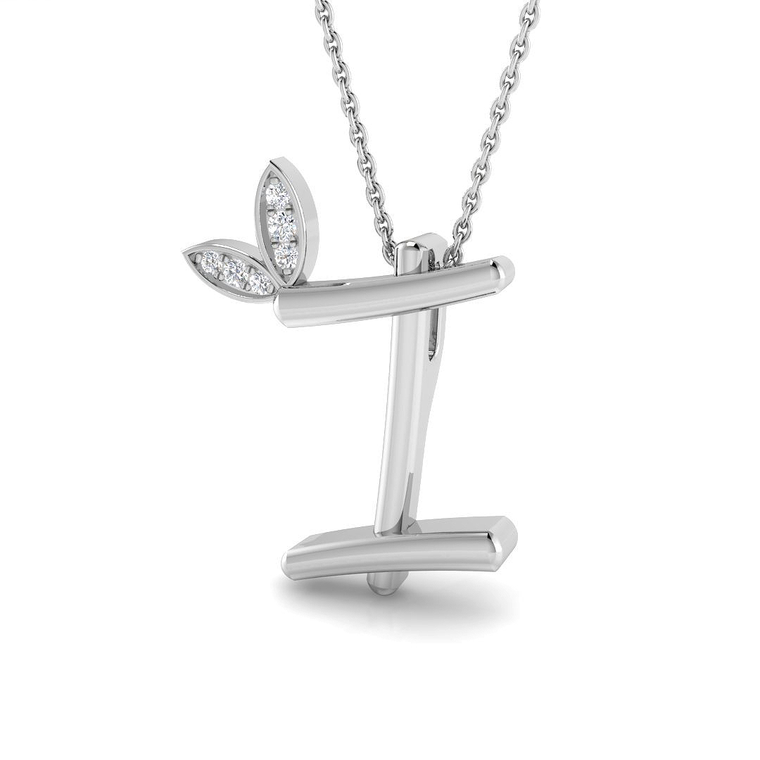 0.06ct Natural Diamond Initial Pendant in 9K White Gold