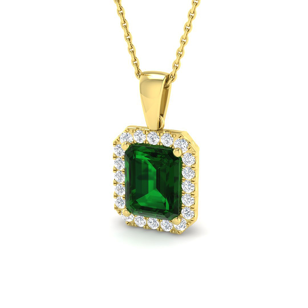 3.42ct Lab-Grown Diamond Emerald Pendant in 9K Yellow Gold