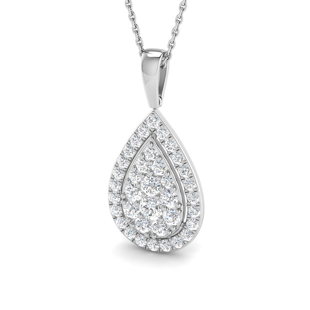 1.04ct Lab-Grown Diamond Cluster Pendant in 9K White Gold