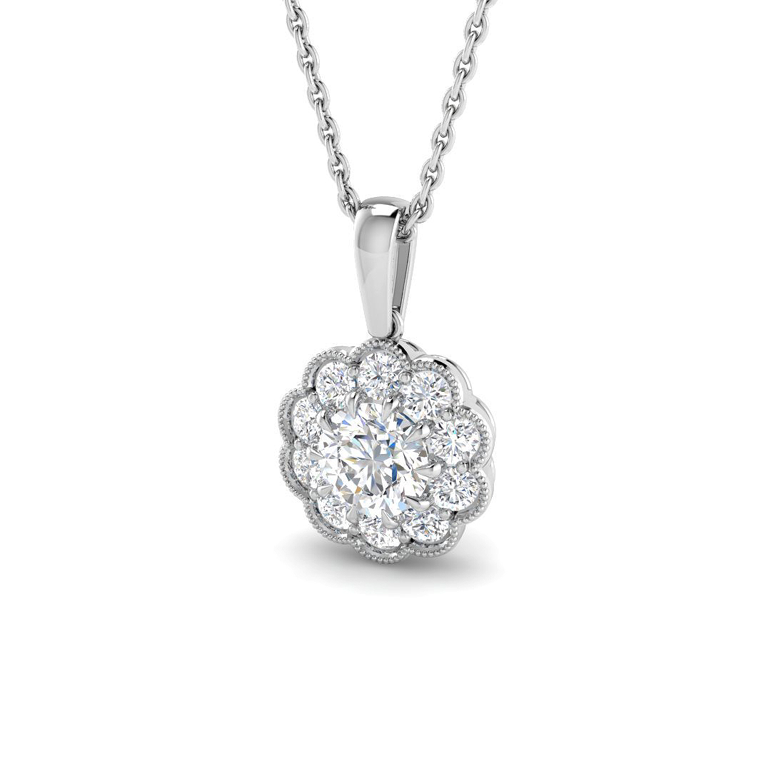 0.79ct Lab-Grown Diamond Necklace Pendant in 9K White Gold
