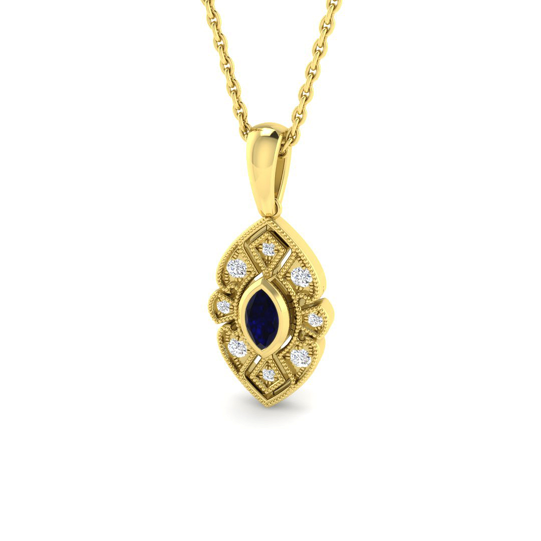 Blue Sapphire Pendant in 9K Yellow Gold