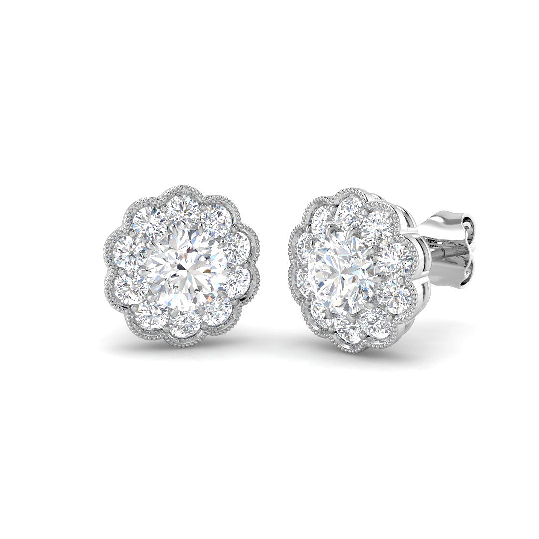 1.66ct Lab-Grown Diamond Vintage Earrings in 9K White Gold