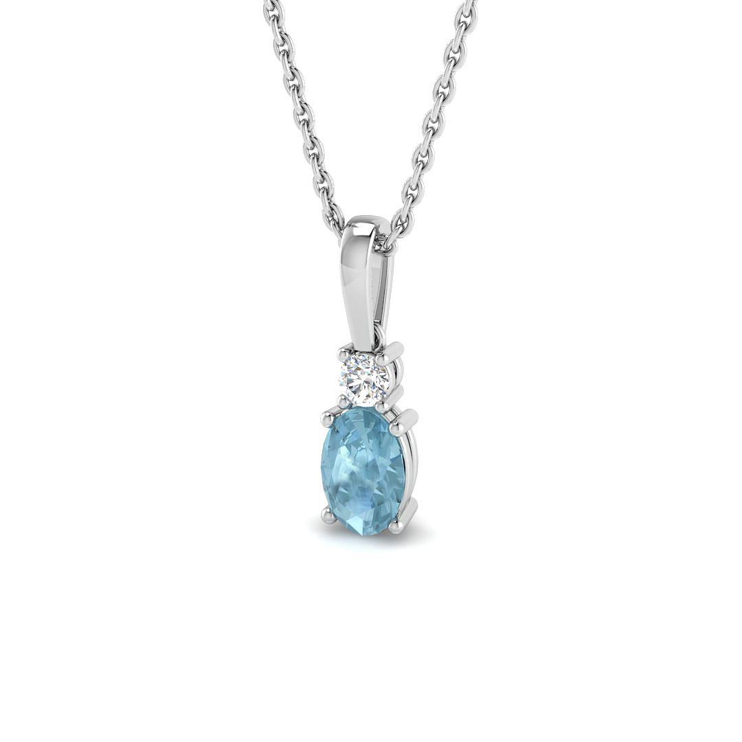 Aquamarine Pendant in 9K White Gold