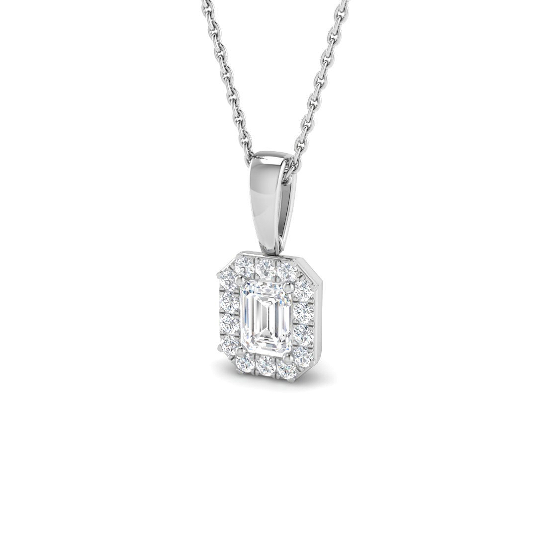 0.69ct Lab-Grown Diamond Halo Pendant in 9K White Gold