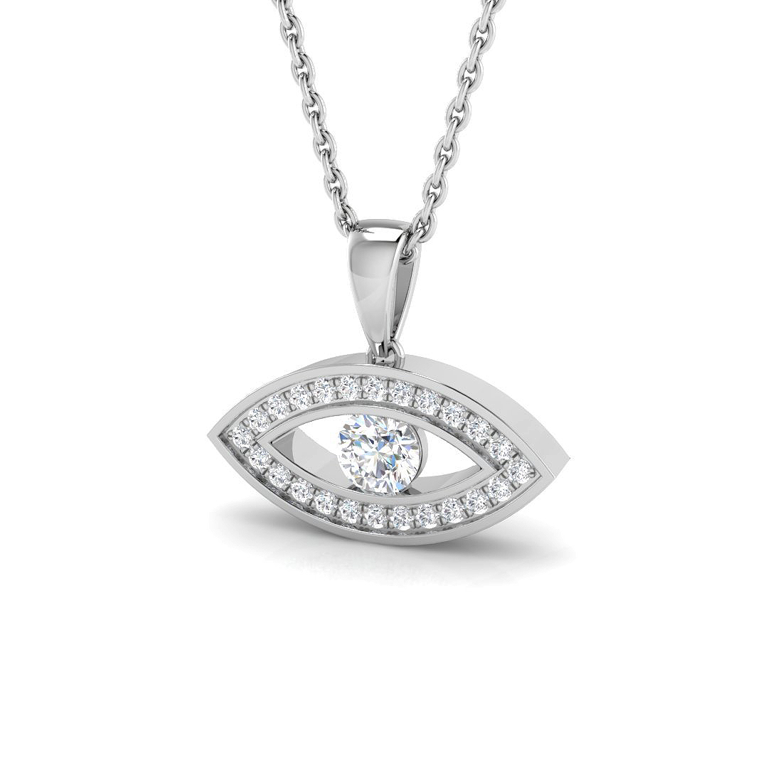 0.22ct Natural Diamond Religious Pendant in 18K White Gold
