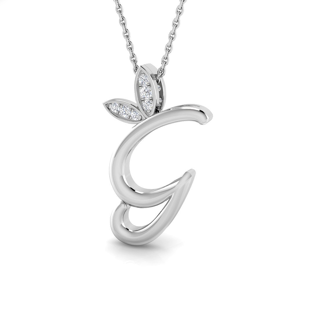 0.06ct Natural Diamond Initial Pendant in 9K White Gold