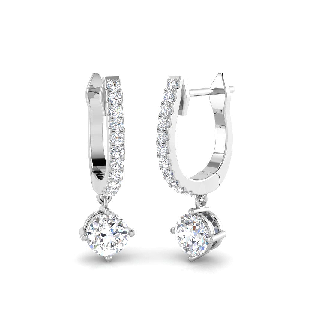 0.98ct Natural Diamond Drop & Trilogy Earrings in 18K White Gold