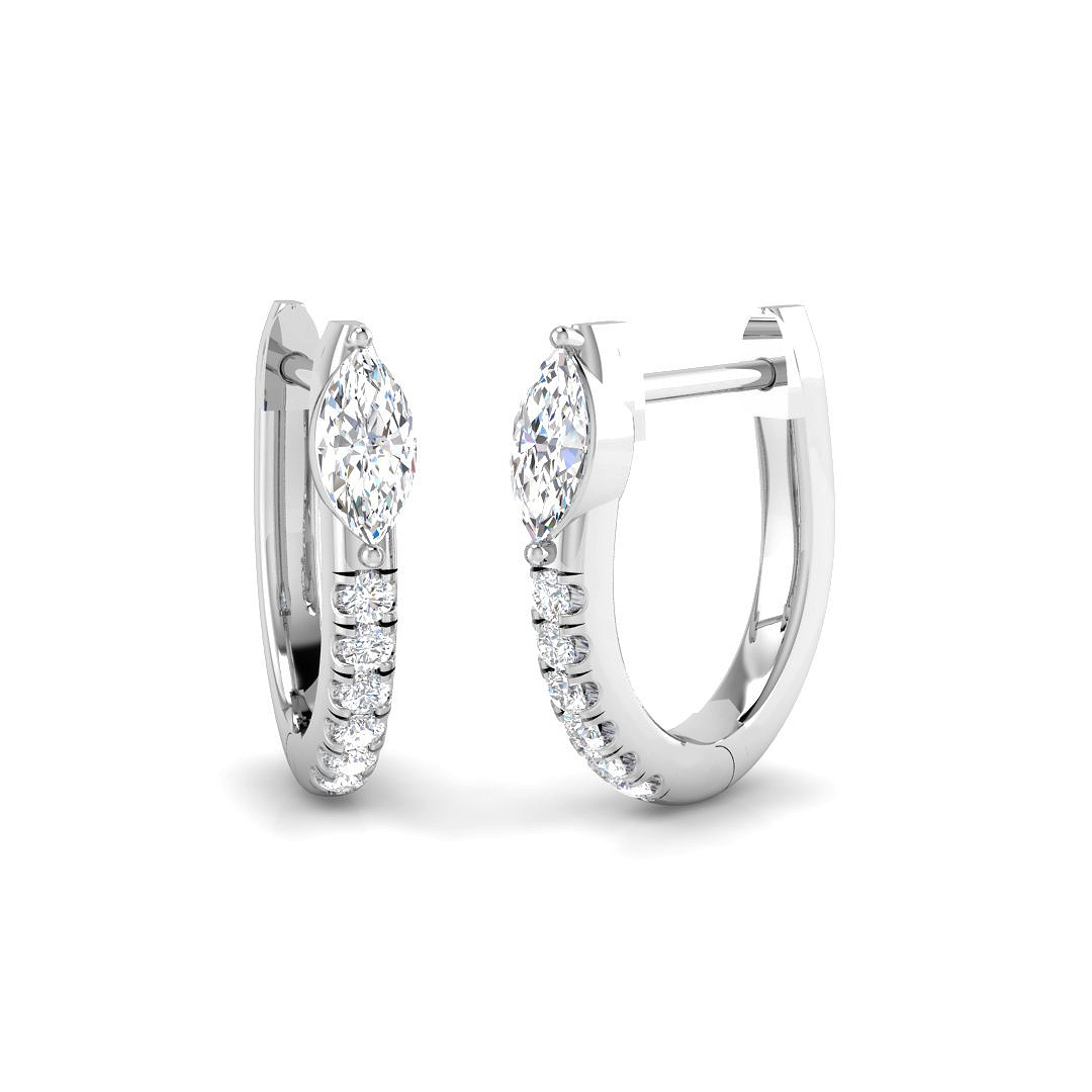 0.33ct Natural Diamond Hoops Earrings in 18K White Gold