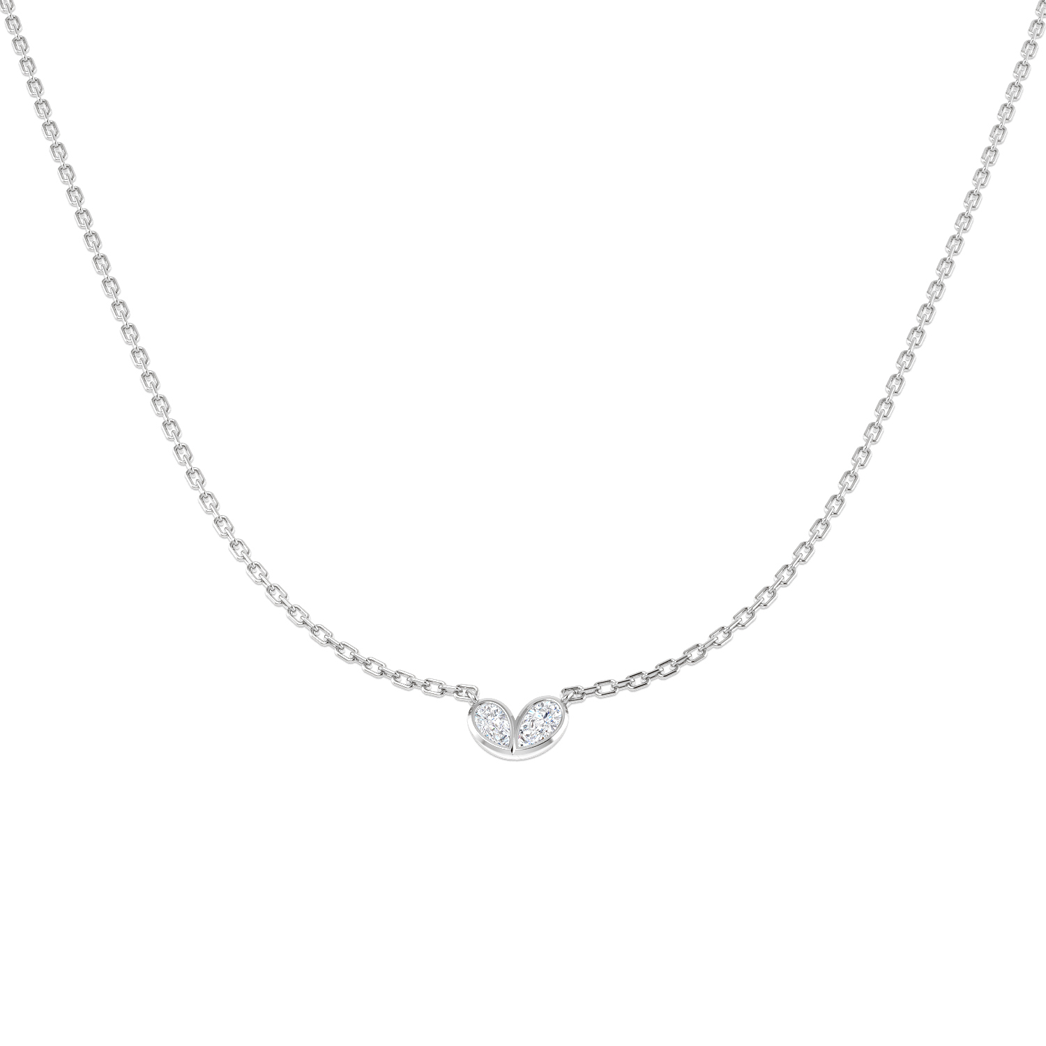 0.16ct Natural Diamond Shape Necklace in 9K White Gold