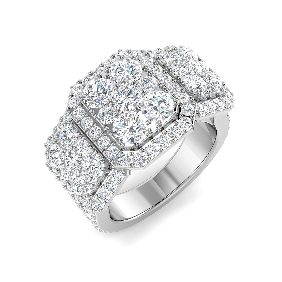 3.44ct Lab-Grown Diamond 3 Stone Ring in 9K White Gold