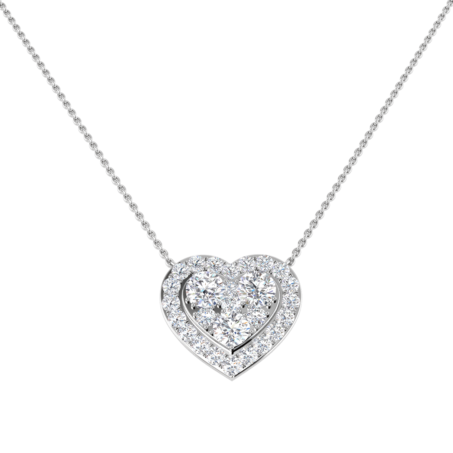 1.70ct Lab-Grown Diamond Heart Necklace in 9K White Gold