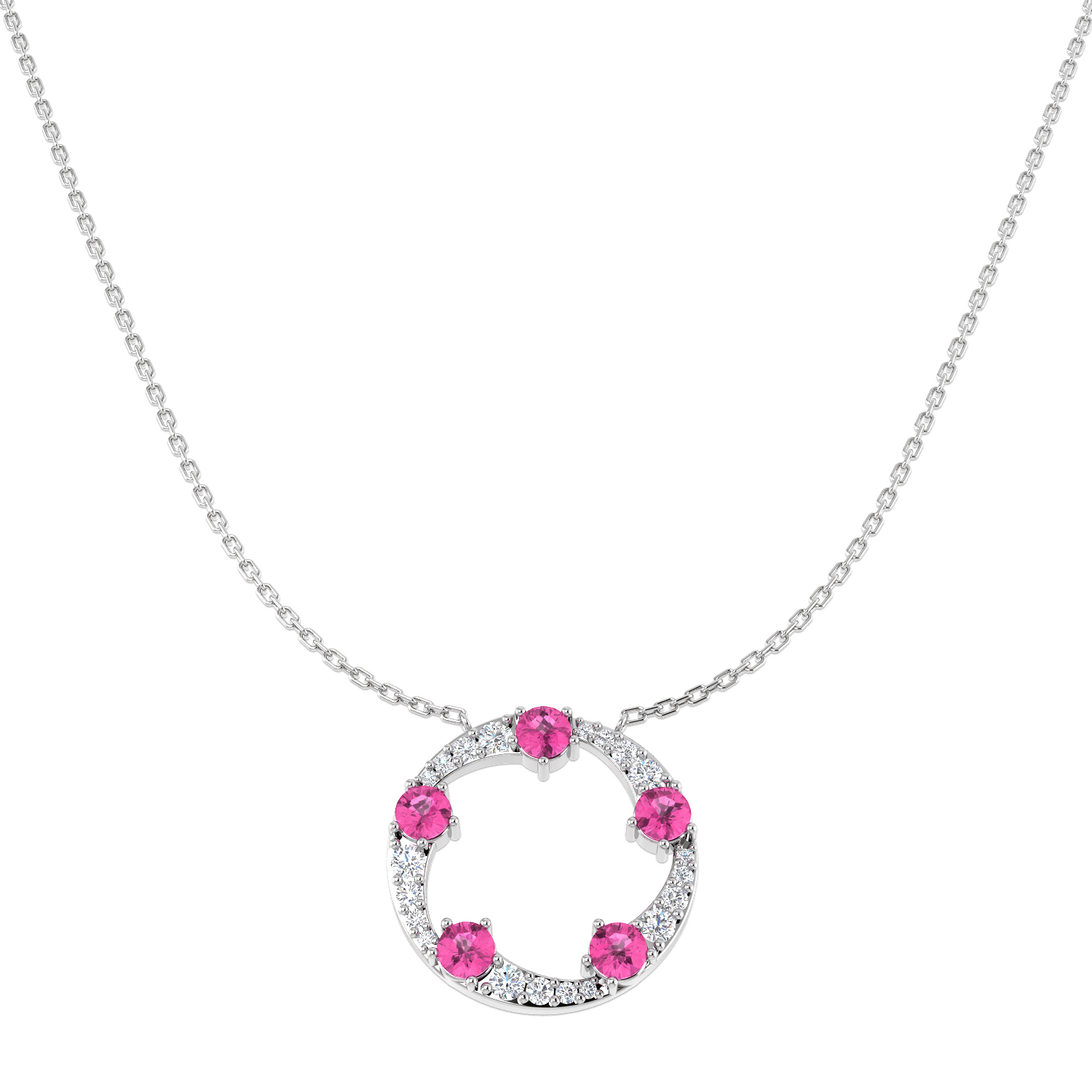 Pink Sapphire Necklace in 9K White Gold