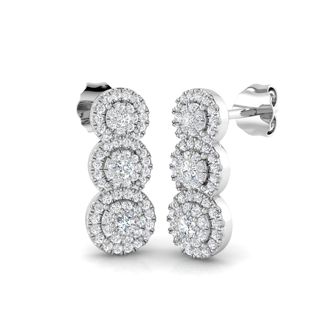 0.46ct Natural Diamond Drop & Trilogy Earrings in 18K White Gold