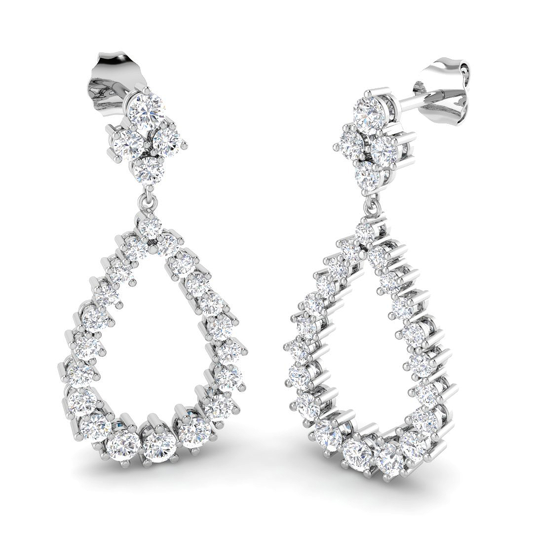 1.79ct Lab-Grown Diamond Drop & Trilogy Earrings in 9K White Gold