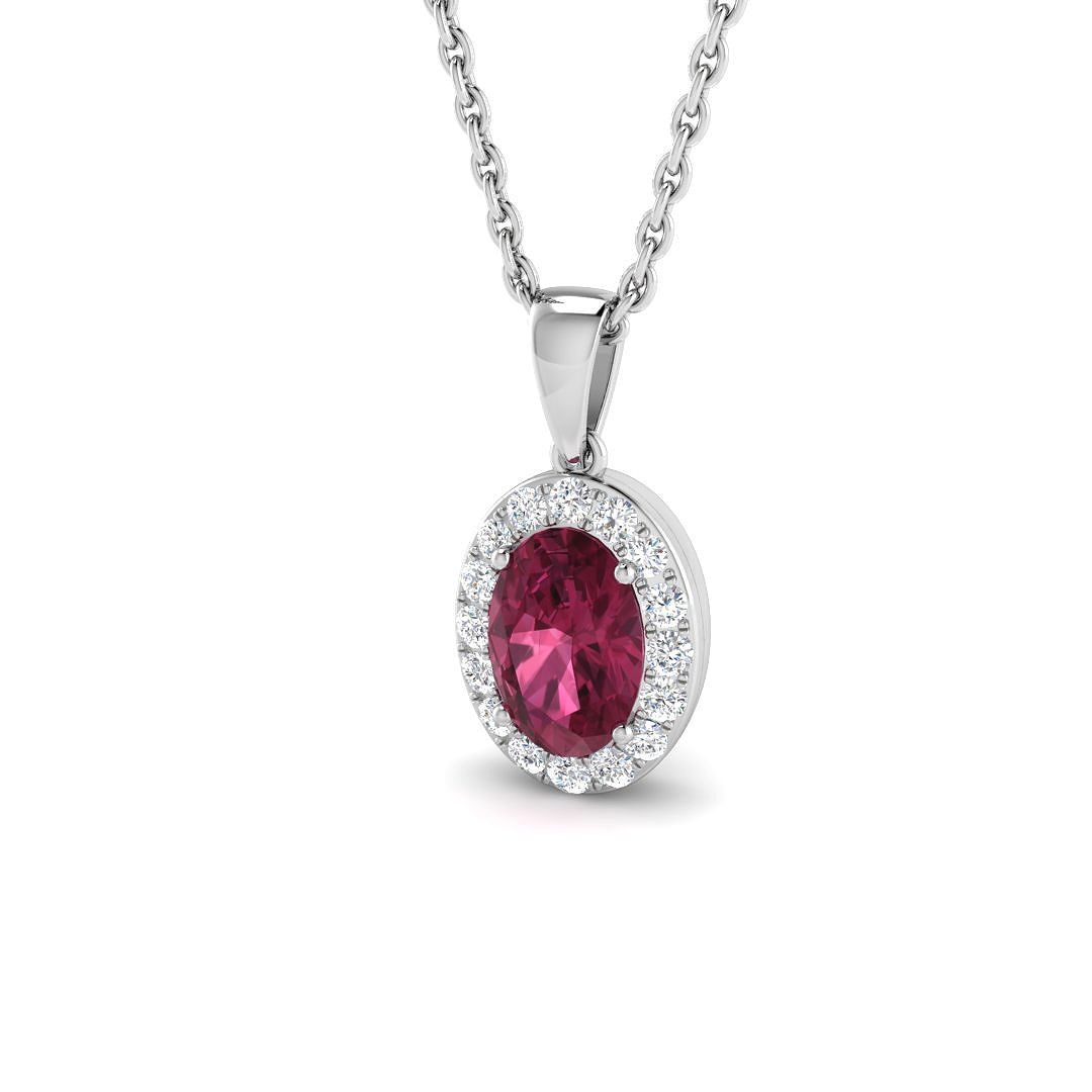 Pink Tourmaline Pendant in 9K White Gold